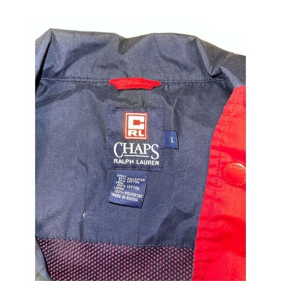 Chaps Ralph Lauren Jacket Men's Windbreaker Full Zip Red 90s Large A13‎ - Picture 3 of 6